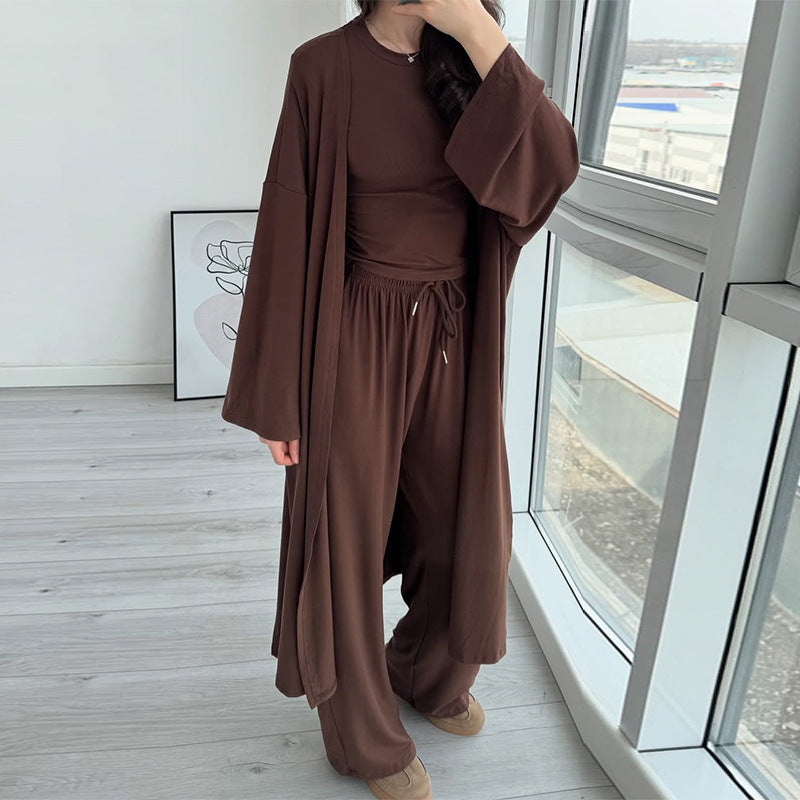 Dame afslappet lounge-sæt med bred top og elastisk bukser Stilla