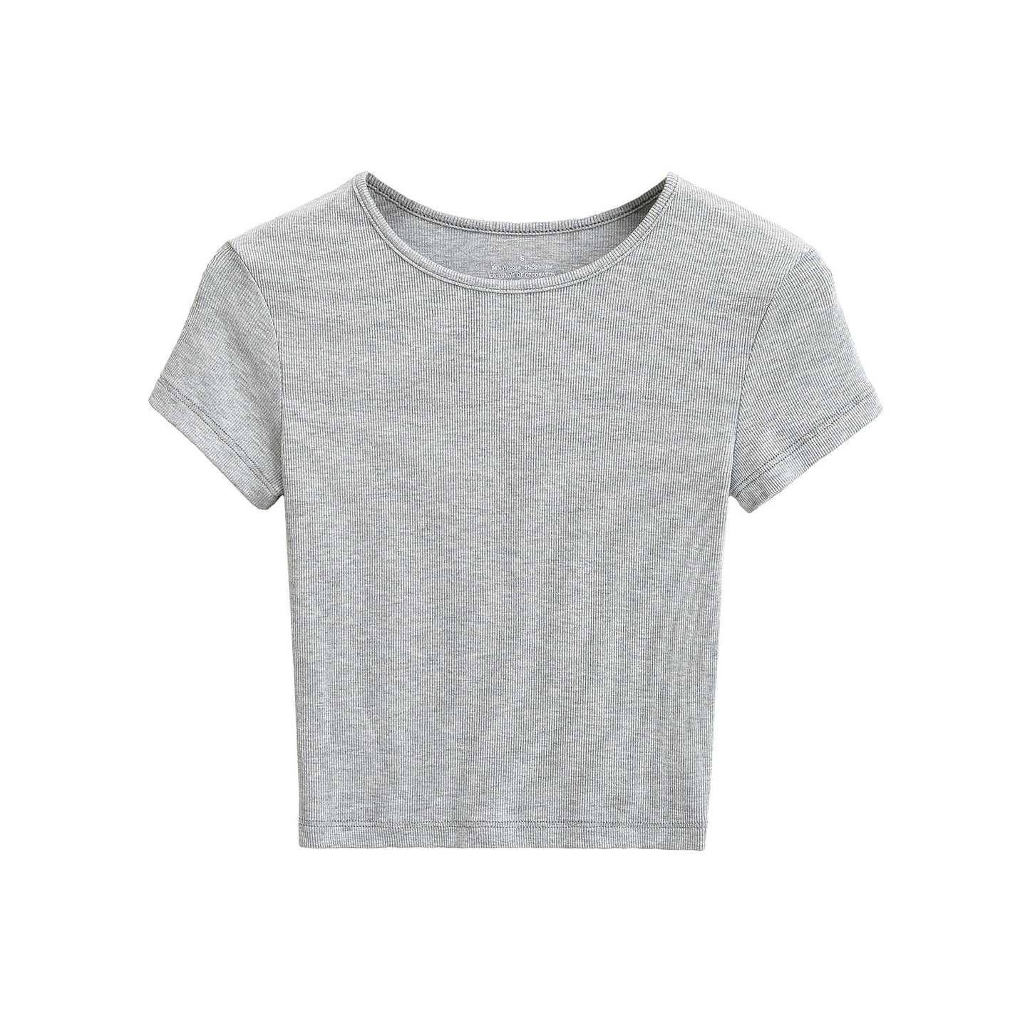 Dame cropped T-shirt med fin ribstruktur og elastisk snit Stilla