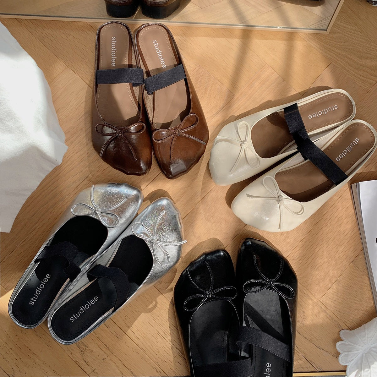 Dame Elegant Ballerina Flats med justerbar rem Stilla