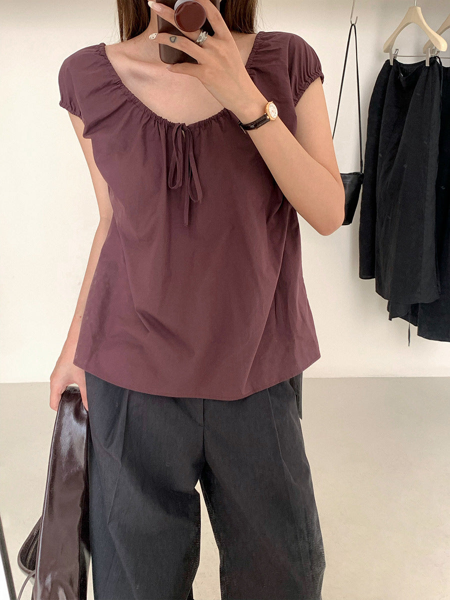 Dame elegant bluse med draperinger Stilla