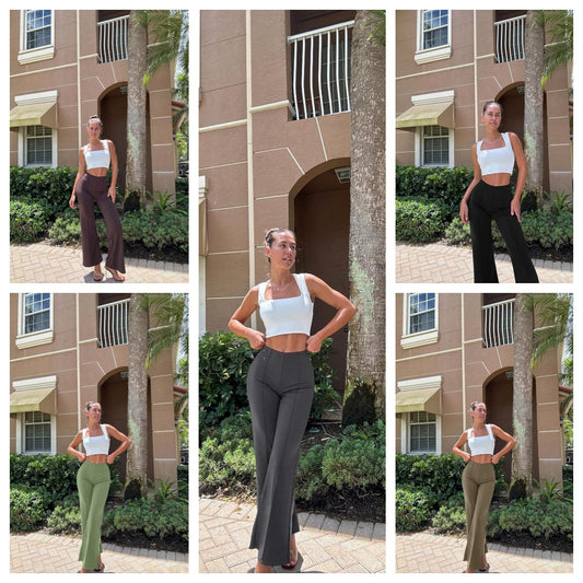 Dame elegant høj talje bukser med sidelids og figursyet pasform Stilla