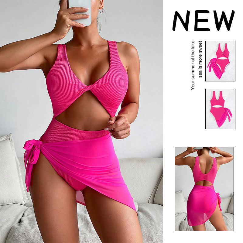 Dame Cut-Out Badedragt med elegant Wrap-Nederdel Stilla
