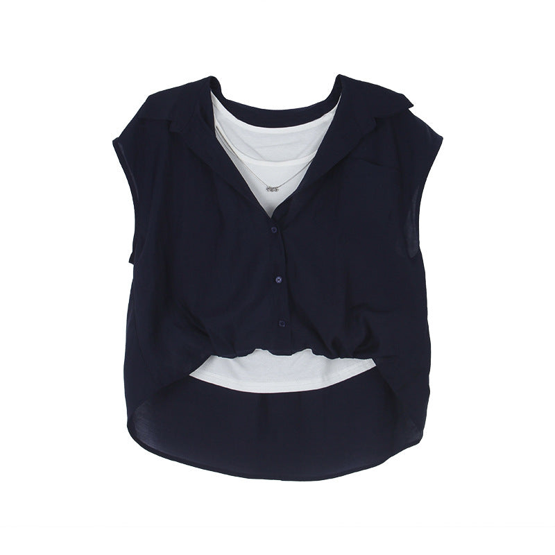 Dame afslappet bluse med korte ærmer og fint, let transparent stof Stilla