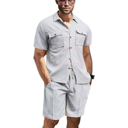 Herrer casual kortærmet skjorte og elastiske shorts-sæt Stilla