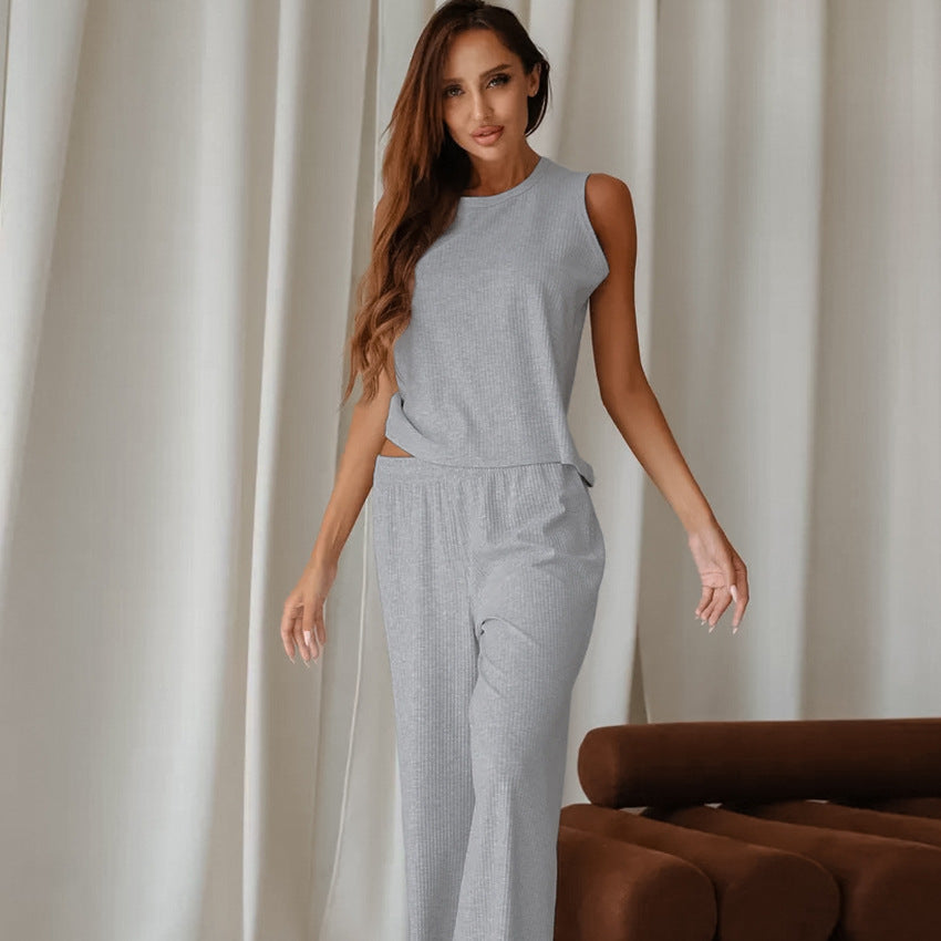 Dame afslappet lounge-sæt i fint ribstrik Stilla