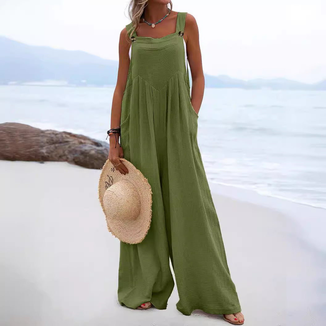 Dame Casual Jumpsuit med brede ben og lommer Stilla