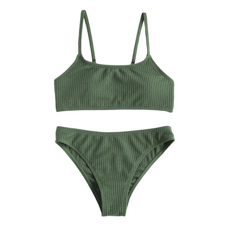Dame bikini-sæt med struktureret top og højt skårne underdele Stilla