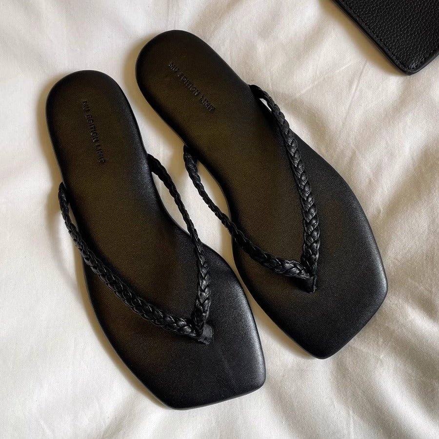 Dame Elegant Flad Remsandaler med Flettet Detalje Stilla