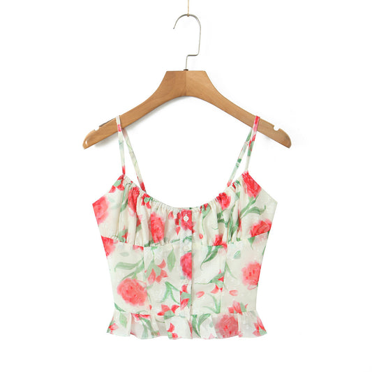 Dame Bluser-Top med blomsterdesign og peplum snit Stilla