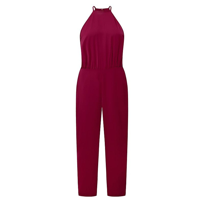 Dame elegant Jumpsuit med vidde ben og suave stropper Stilla
