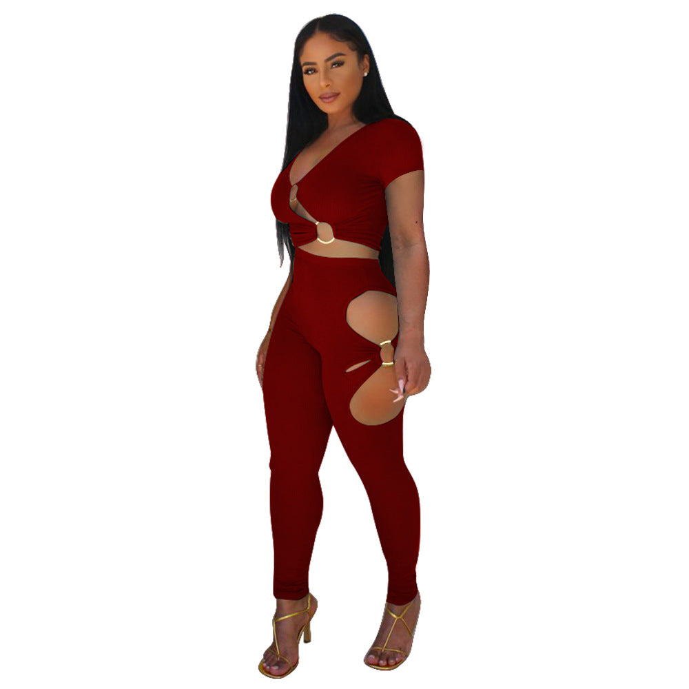 Dame figurtilpasset Cut-Out-jumpsuit med eksklusive accenter Stilla