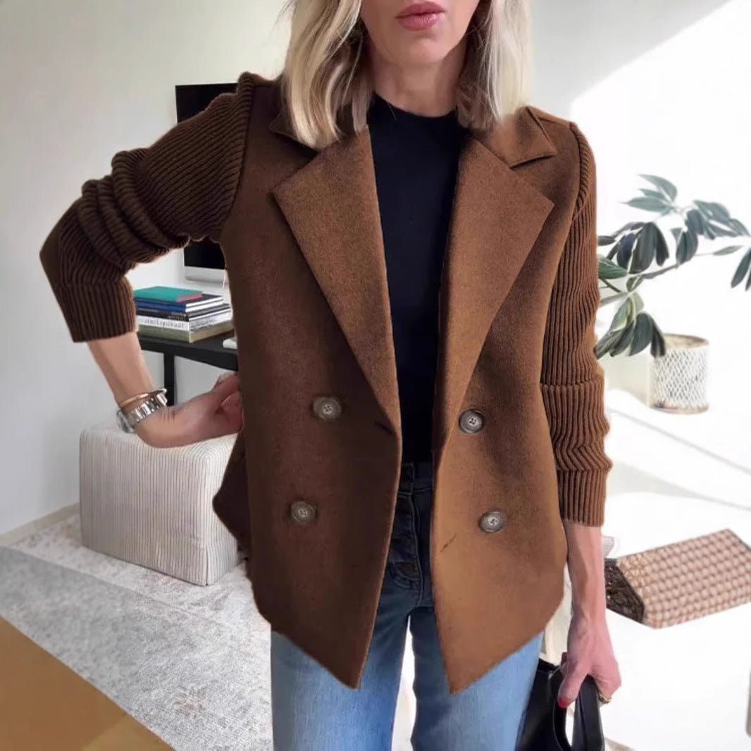 Dame Elegant Blazer med strukturerede ærmer og dobbelt knaplukning Stilla