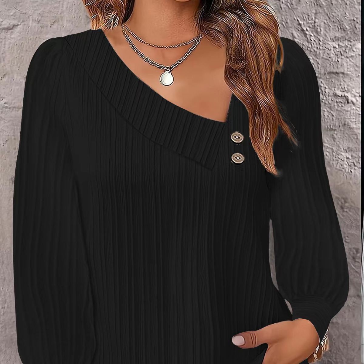 Dame afslappet bluse med asymmetrisk design og textureret stof Stilla
