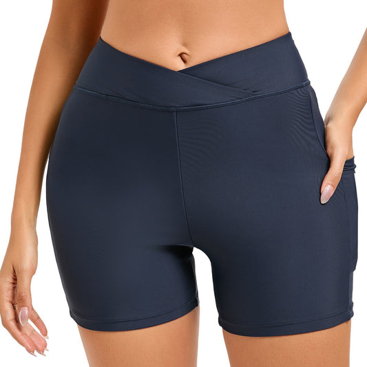 Dame Sporty svømmeshorts med høj talje og strategiske lommer Stilla