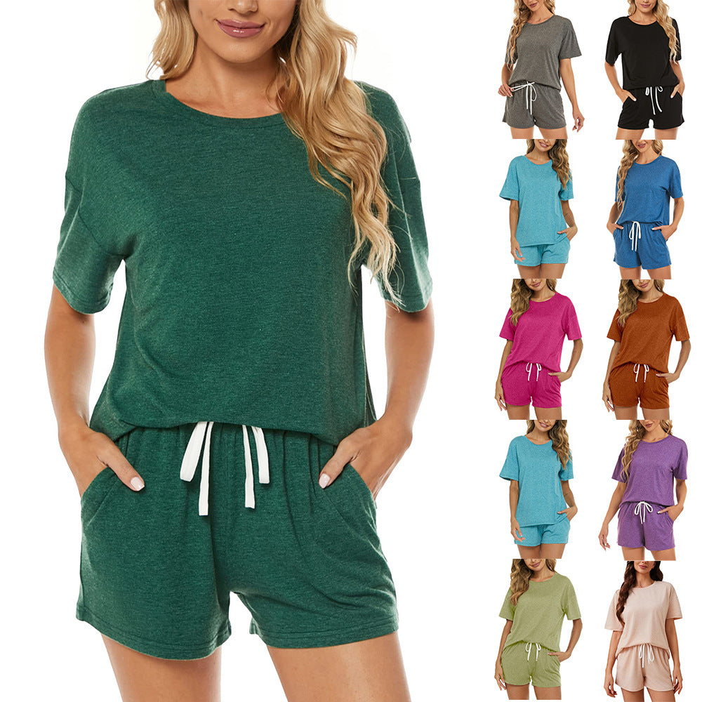 Dame afslappet kortærmet loungewear-sæt med elastisk talje Stilla