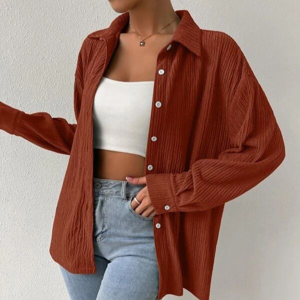 Dame afslappet langærmet skjorte med struktureret design Stilla