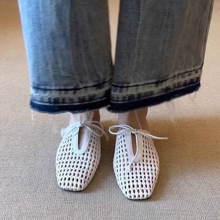 Dame Åben-Webart Vevet Mules med justerbar rem Stilla