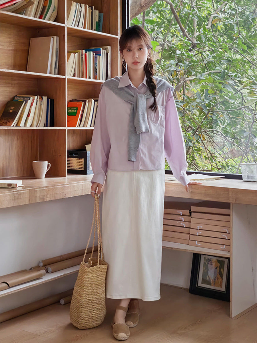 Dame afslappet bluse med en elegant sweaterkrave og moderne snit Stilla