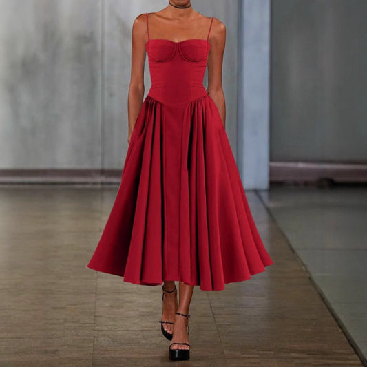 Dame Elegant A-linje Midi Kjole Stilla