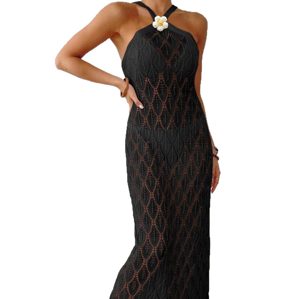 Dame Elegant Halter Neck Maxi Kjole Stilla