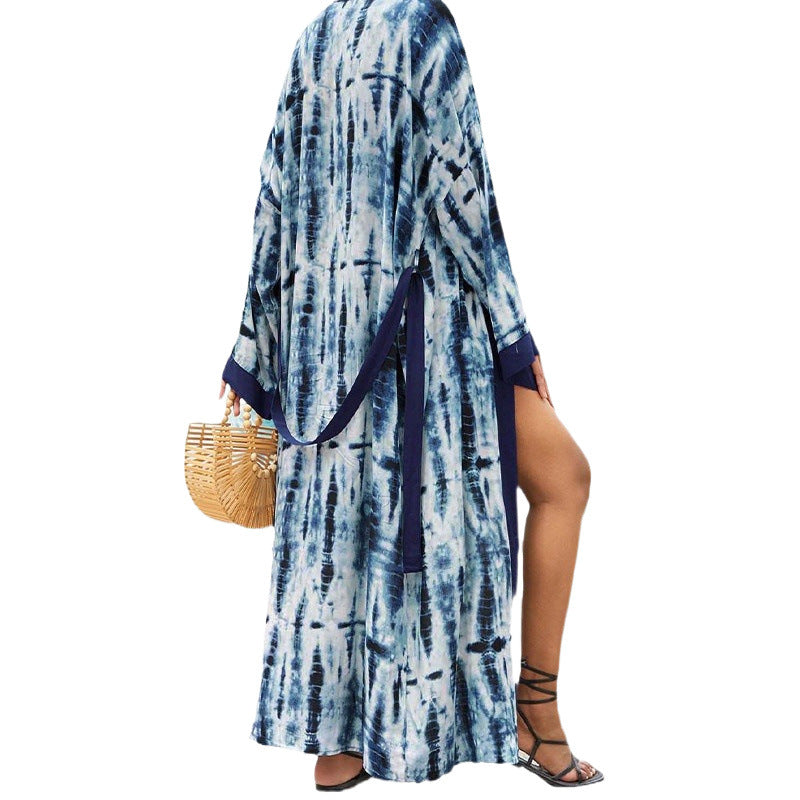 Dame afslappet strandtunika med elegant bælte og moderigtigt mønster Stilla