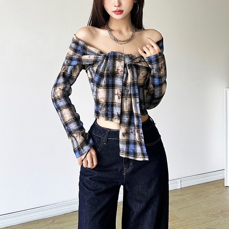 Dame Cropped top med moderne tern og innovativt bånddesign Stilla