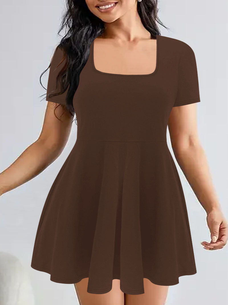 Dame A-linjeet Square-Udskæring Mini Kjole Stilla