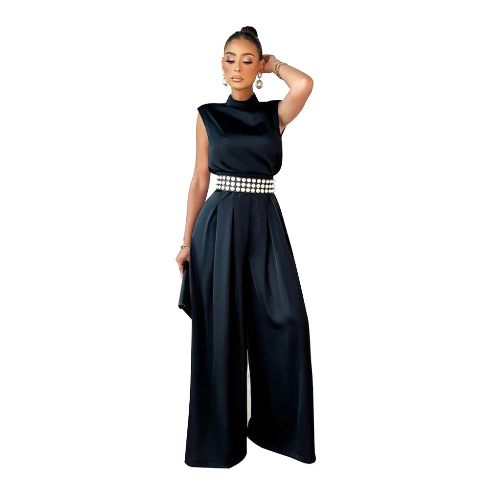 Dame Elegant Jumpsuit med taljeaccenter og høj hals Krave Stilla