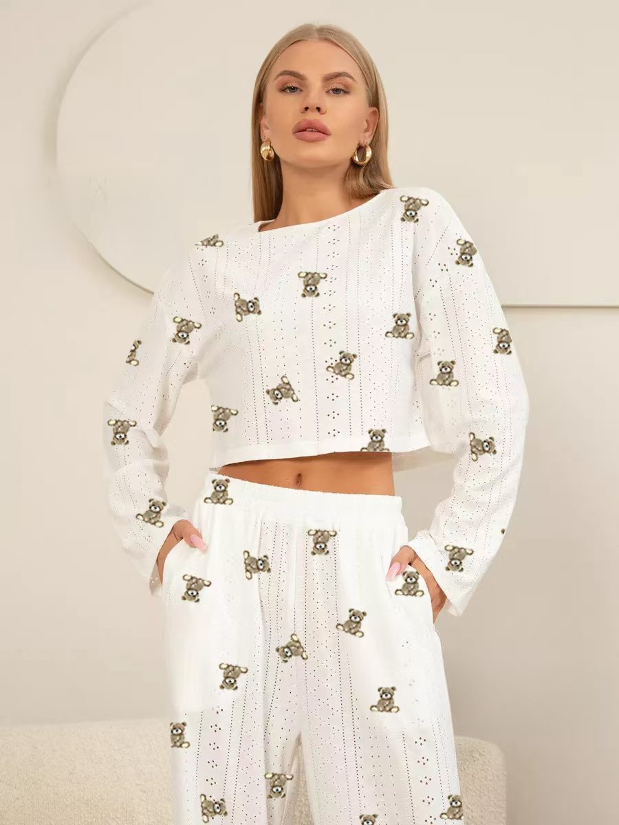 Dame afslappet Crop-Top og Joggingbukser Sæt Stilla