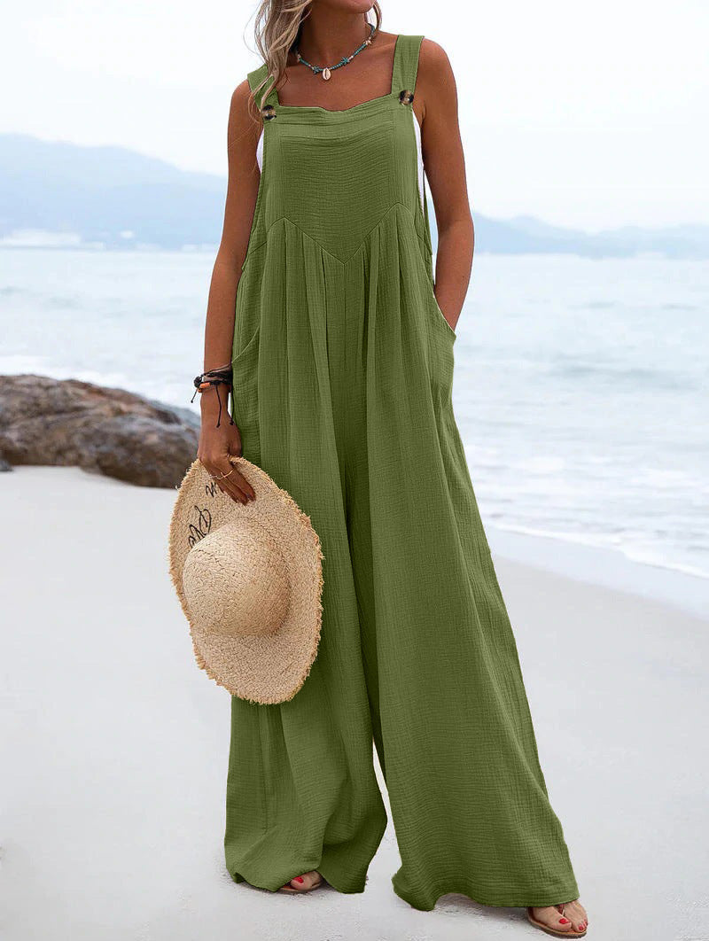 Dame Casual Jumpsuit med brede ben og lommer Stilla