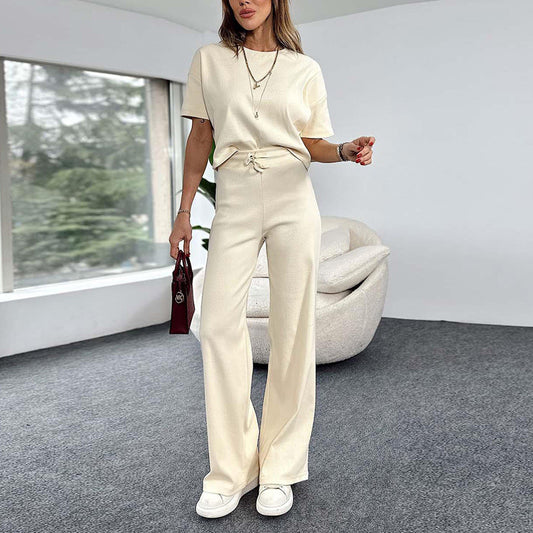 Dame Ripp-jumpsuit med elastisk taljejustering og bredt ben Stilla
