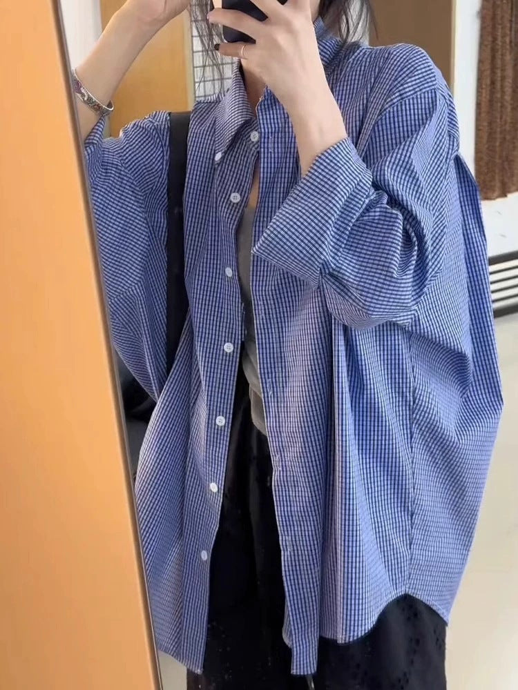 Dame afslappet oversized skjorte i ternet design Stilla