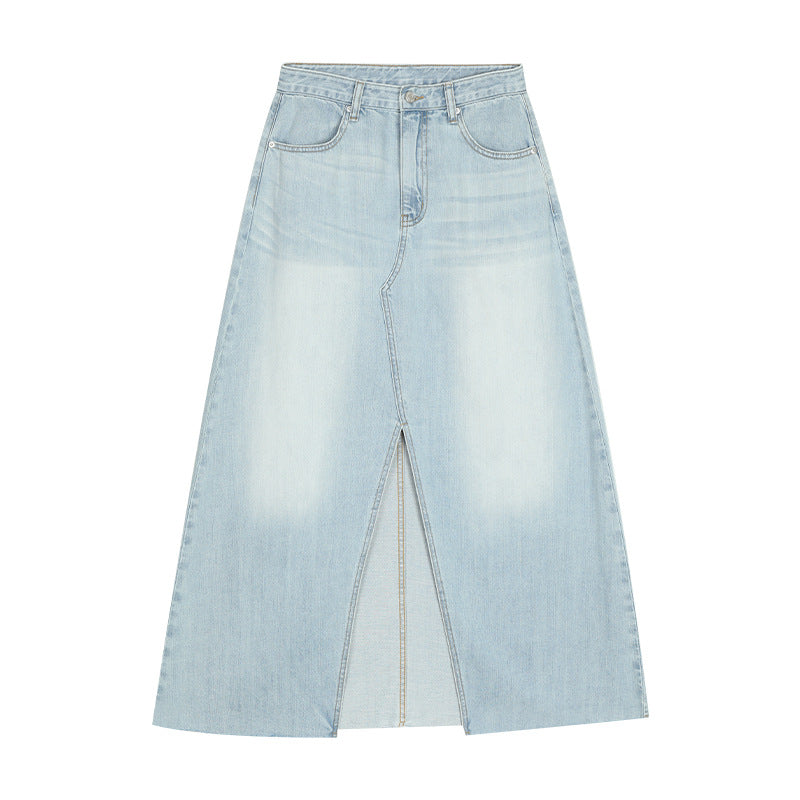 Dame Denim Maxikjole med moderne slidsdesign og klassisk snit Stilla