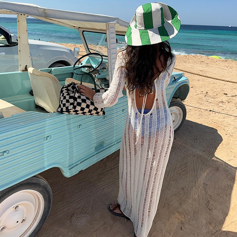 Dame Åben-Ryg Strand Overknæ Kjole Stilla