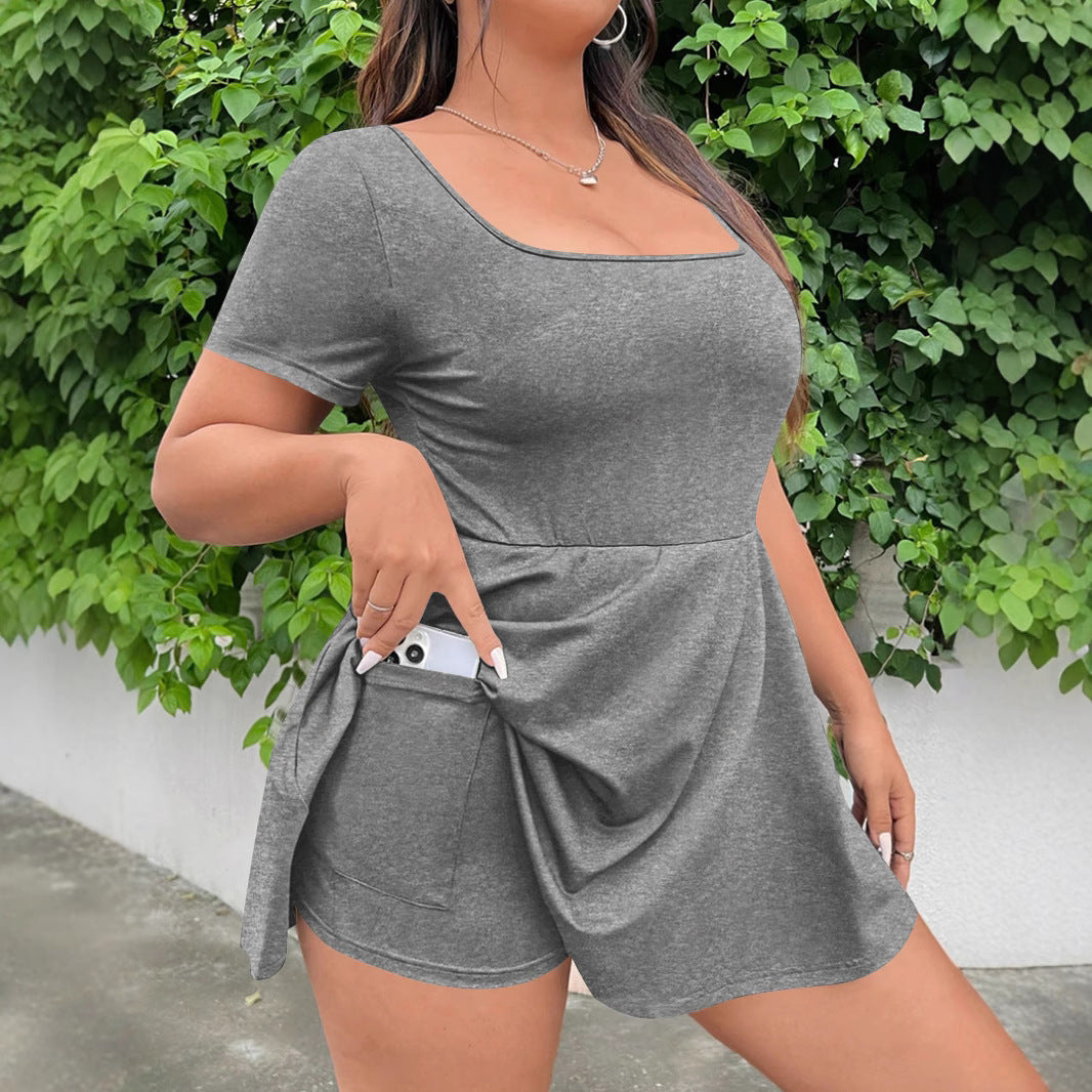 Dame A-linje svingkjole med firkantet udskæring Stilla