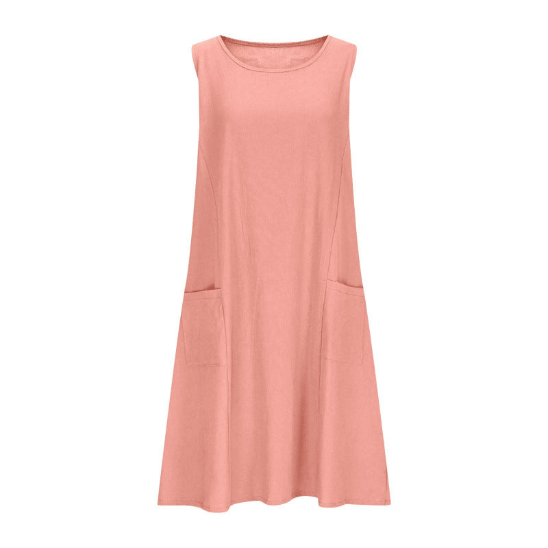 Dame A-linje uden ærmer fritidskjole med lommer Stilla