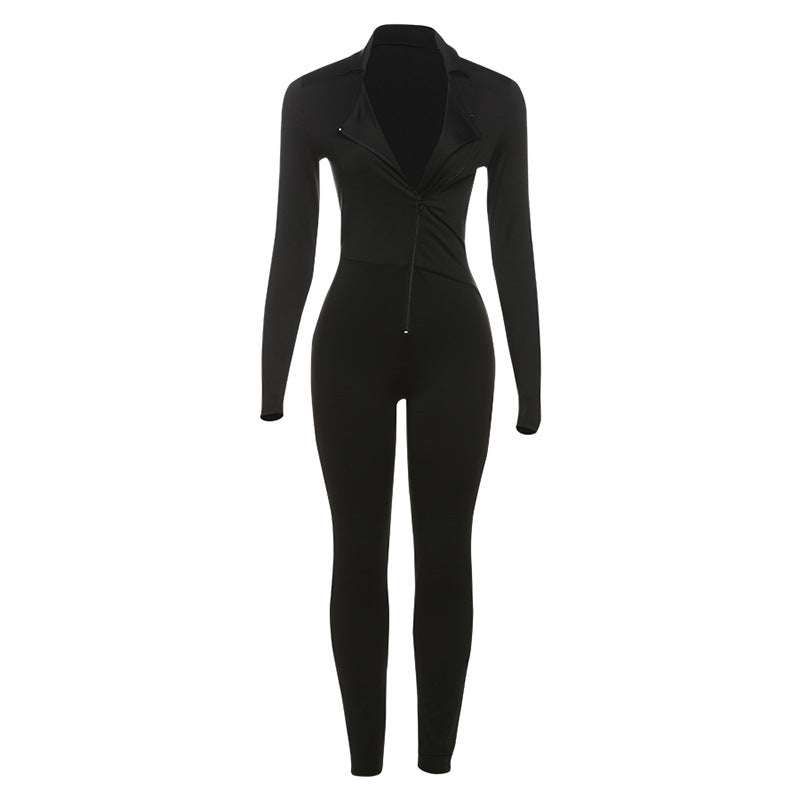 Dame jumpsuit med høj krave og lynlås Stilla