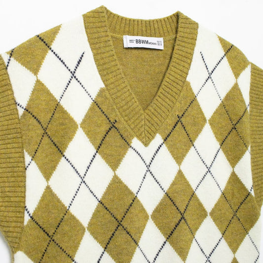 Dame Argyle Strik Ærmeløs Sweater Vest Stilla