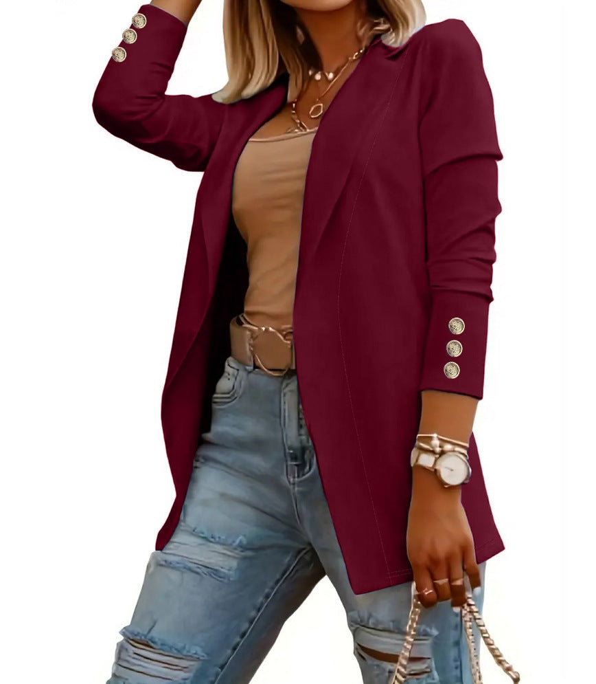Dame Elegant Blazer med dekorative Knapper Stilla