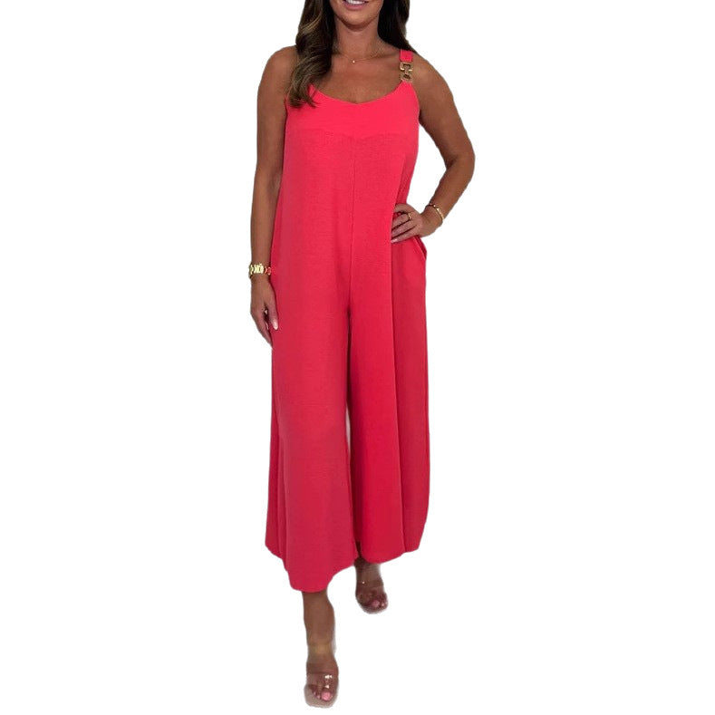 Dame Løs Jumpsuit med delikate stropper og brede ben Stilla