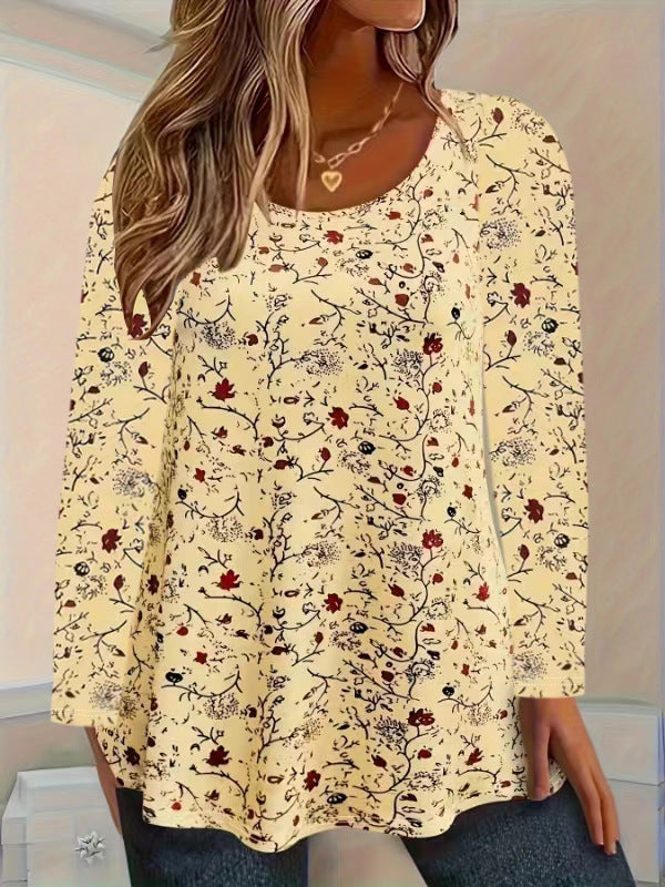 Dame afslappet bluse med blomsterprint og lange ærmer Stilla