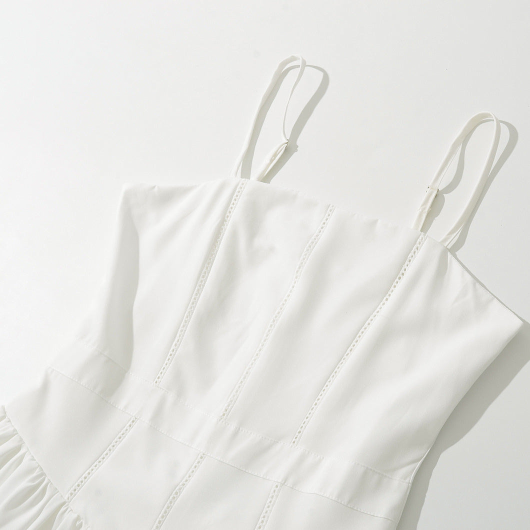 Dame Elegant Draperet Maxi Kjole med justerbare stropper Stilla