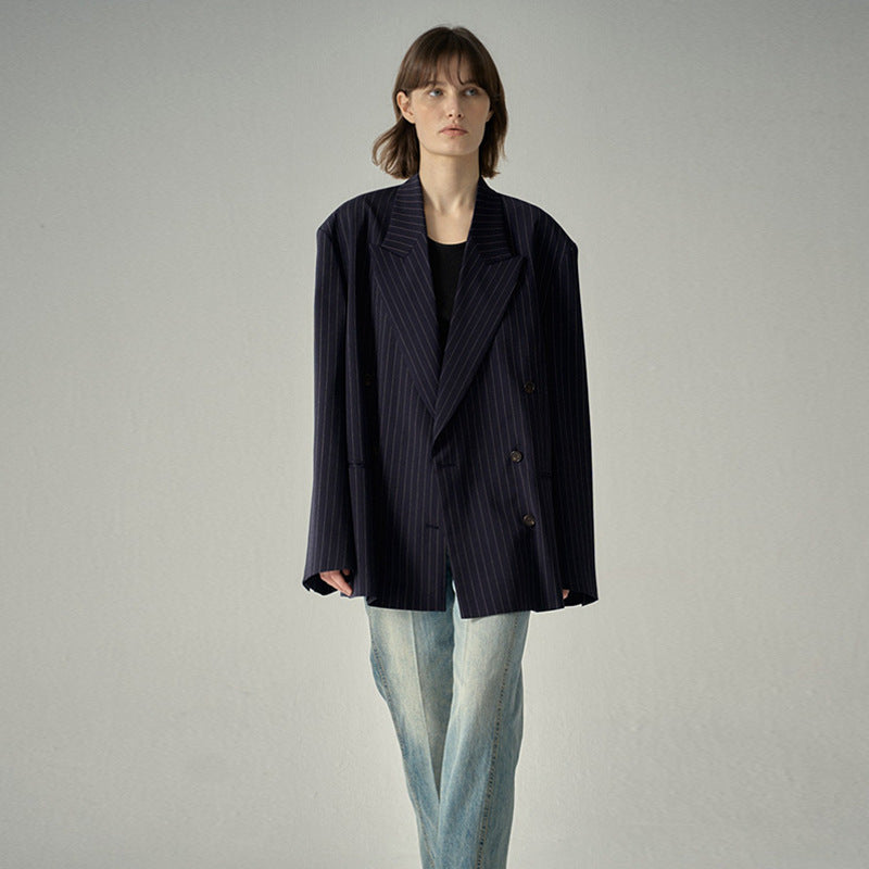 Dame Elegant Dobbeltbrystet Blazer i Vintage-stil med Indsnit Stilla