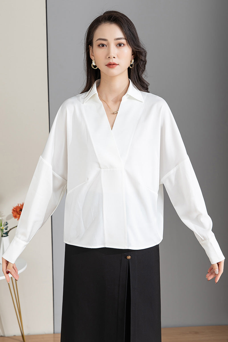 Dame elegant bluse med asymmetrisk skæring Stilla