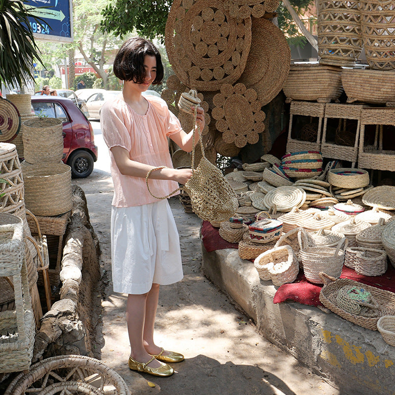 Dame afslappet bluse med let rynke design og flatterende snit Stilla