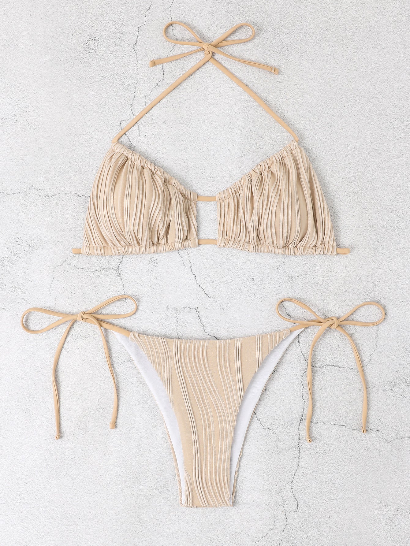 Dame Detaljeret Ruffle Top Bikini Sæt Stilla