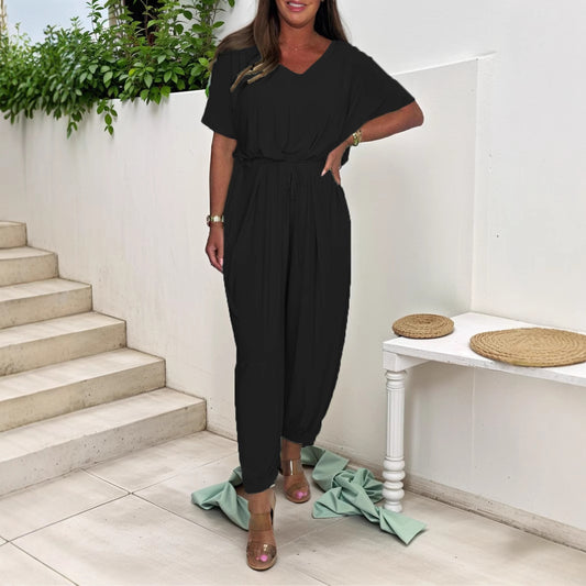 Dame jumpsuit med taljering og vide ben Stilla