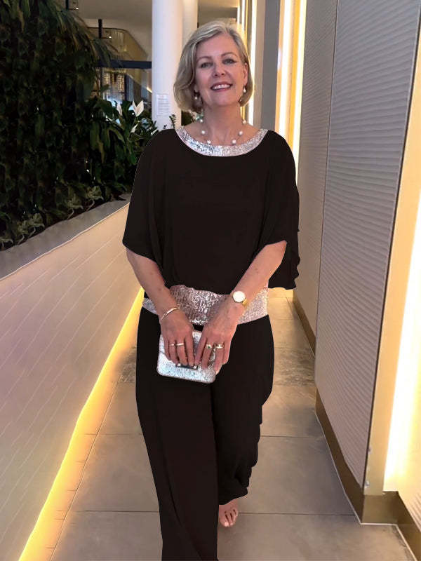 Dame elegant jumpsuit med skinnende bælte Stilla