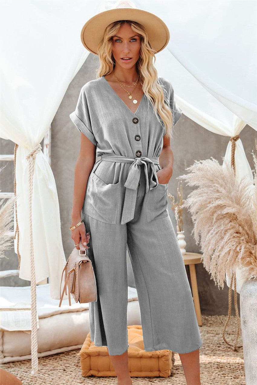 Dame Jumpsuit med V-udskæring og praktiske lommer Stilla