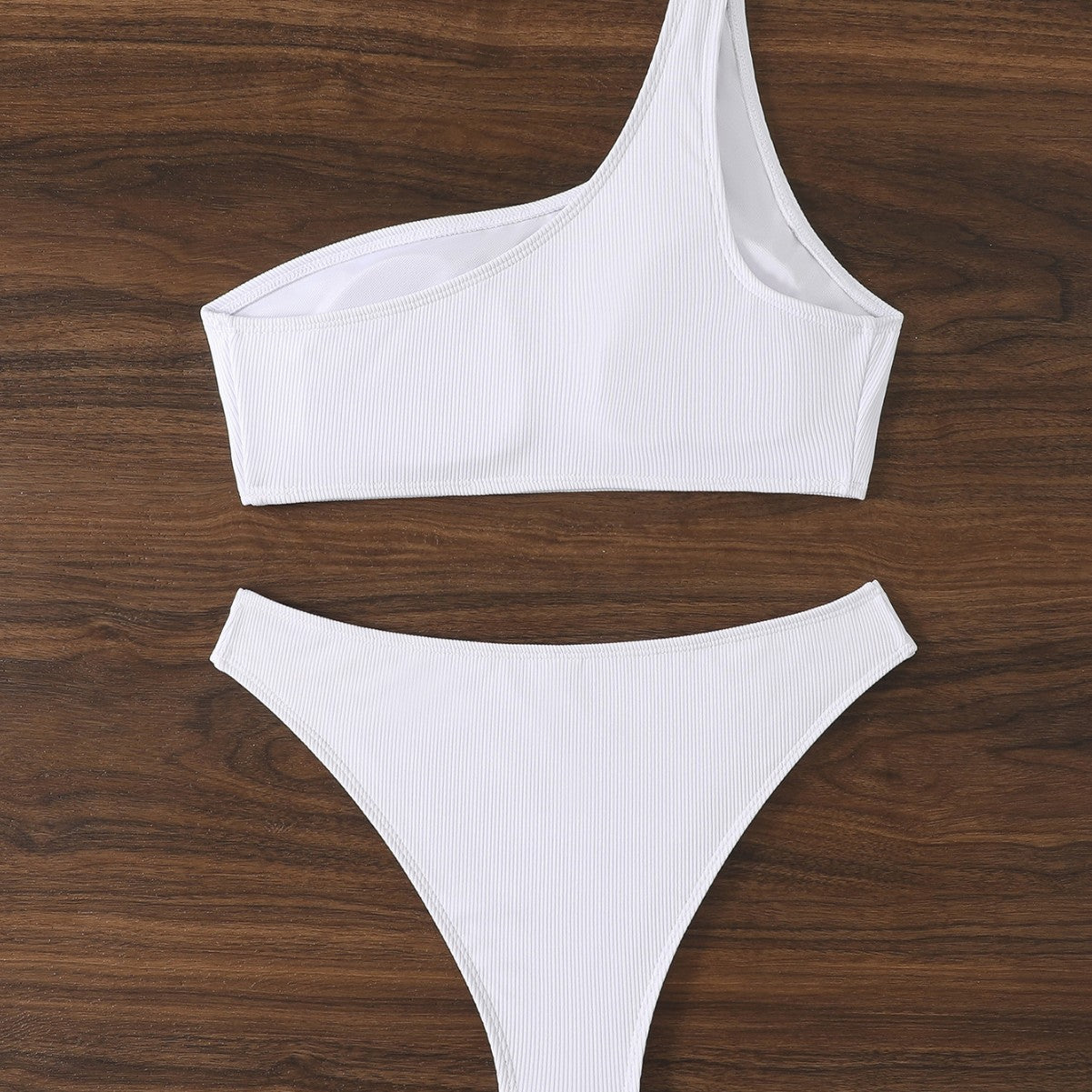 Dame Ein-skulder Rib Bikini Sæt Stilla 1750840252